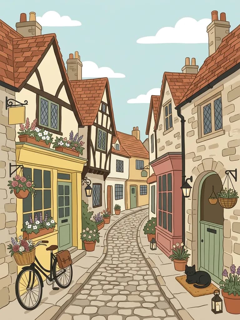 AI-generated book covers example — Cozy mystery — village lane, made with Nano Banana 2 on BananaBanana