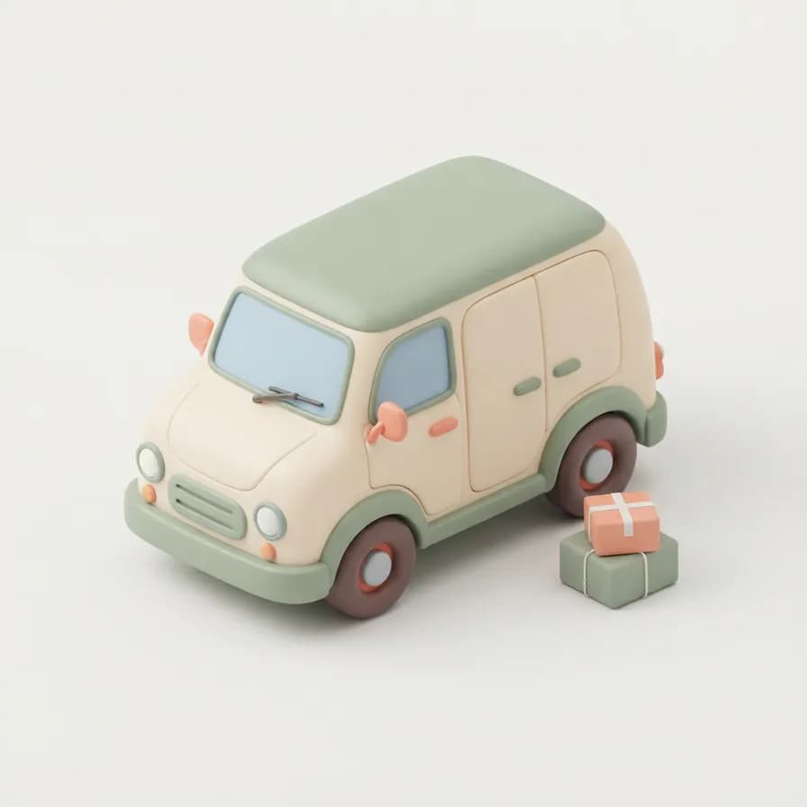 AI-generated isometric icons example — Delivery van, made with Nano Banana 2 Lite on BananaBanana