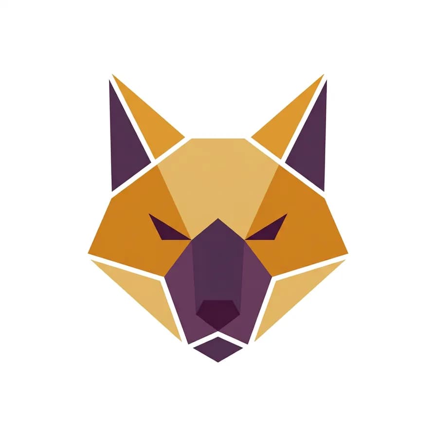 AI-generated logos example — Geometric fox head, made with Nano Banana 2 on BananaBanana