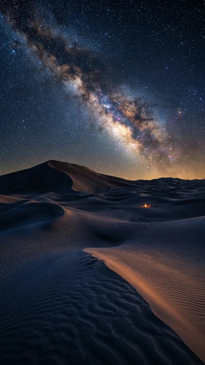 AI-generated phone wallpapers example — Desert dunes at night, made with Nano Banana 2 on BananaBanana