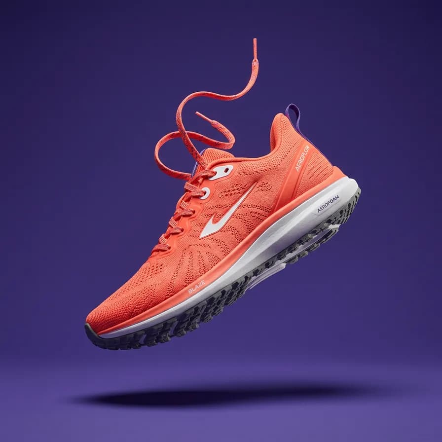 AI-generated product photography example — Floating sneaker, made with Nano Banana 2 on BananaBanana