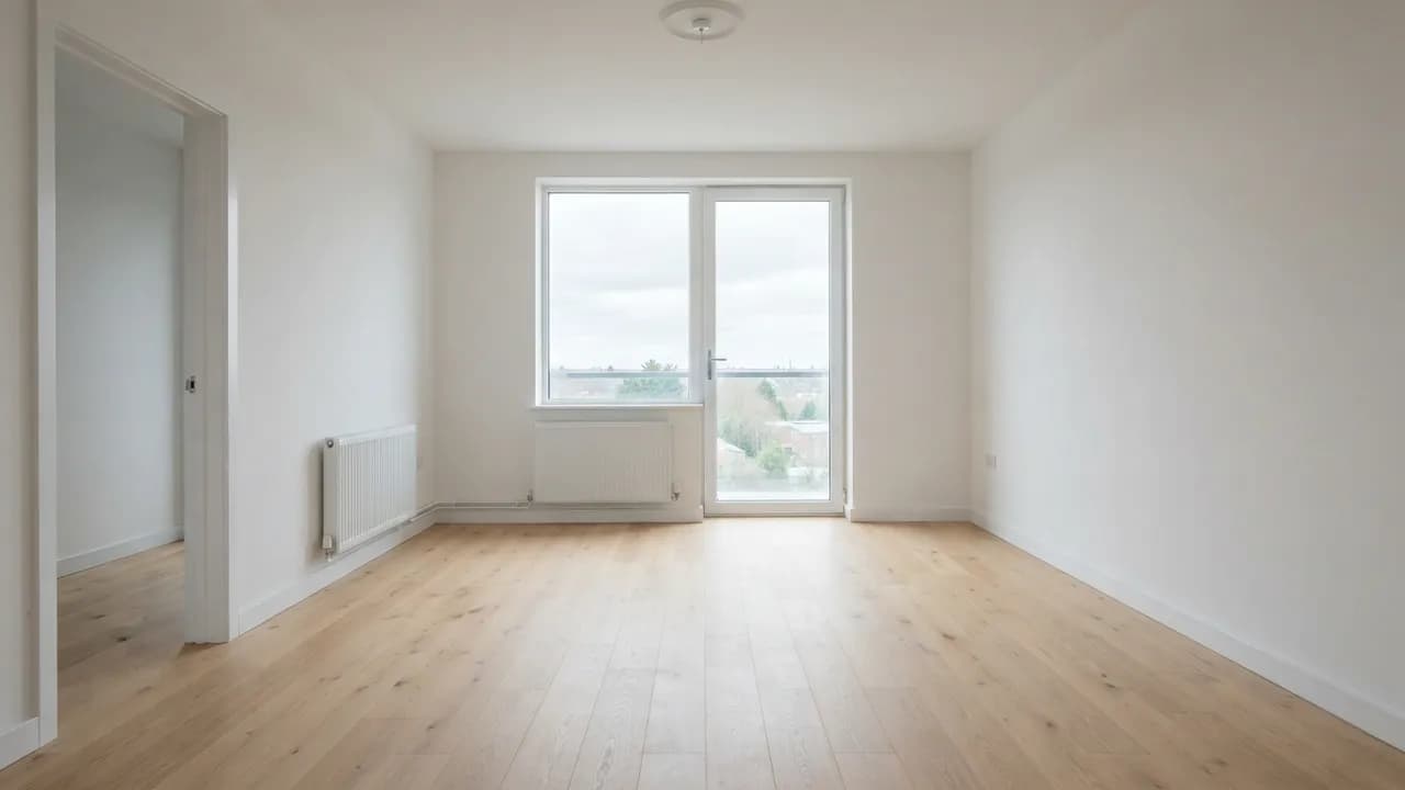 AI-generated real estate example — Empty room, ready to stage, made with Nano Banana 2 Lite on BananaBanana