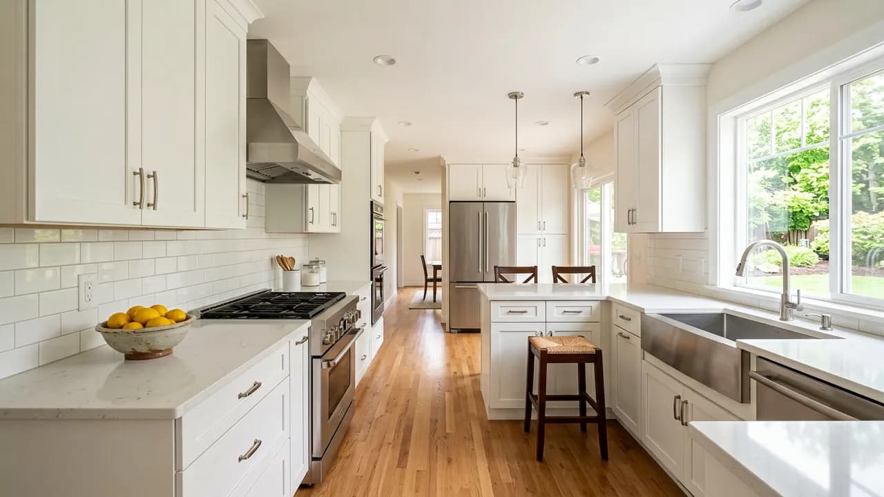 AI-generated real estate example — Kitchen listing shot, made with Nano Banana 2 on BananaBanana