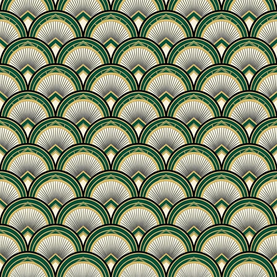 AI-generated seamless patterns example — Art deco fans, made with Nano Banana 2 on BananaBanana