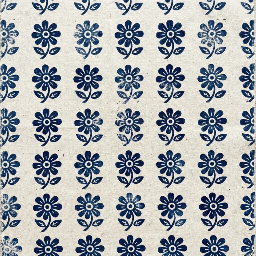 AI-generated seamless patterns example — Block print floral, made with Nano Banana 2 on BananaBanana