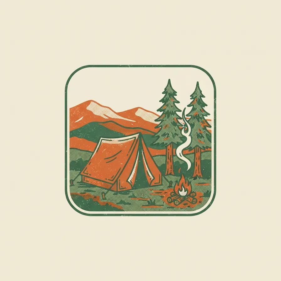 AI-generated t-shirt design example — Camp scene badge, made with Nano Banana 2 Lite on BananaBanana