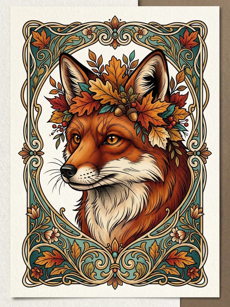 AI-generated tattoos example — Neo-traditional fox, made with Nano Banana 2 on BananaBanana