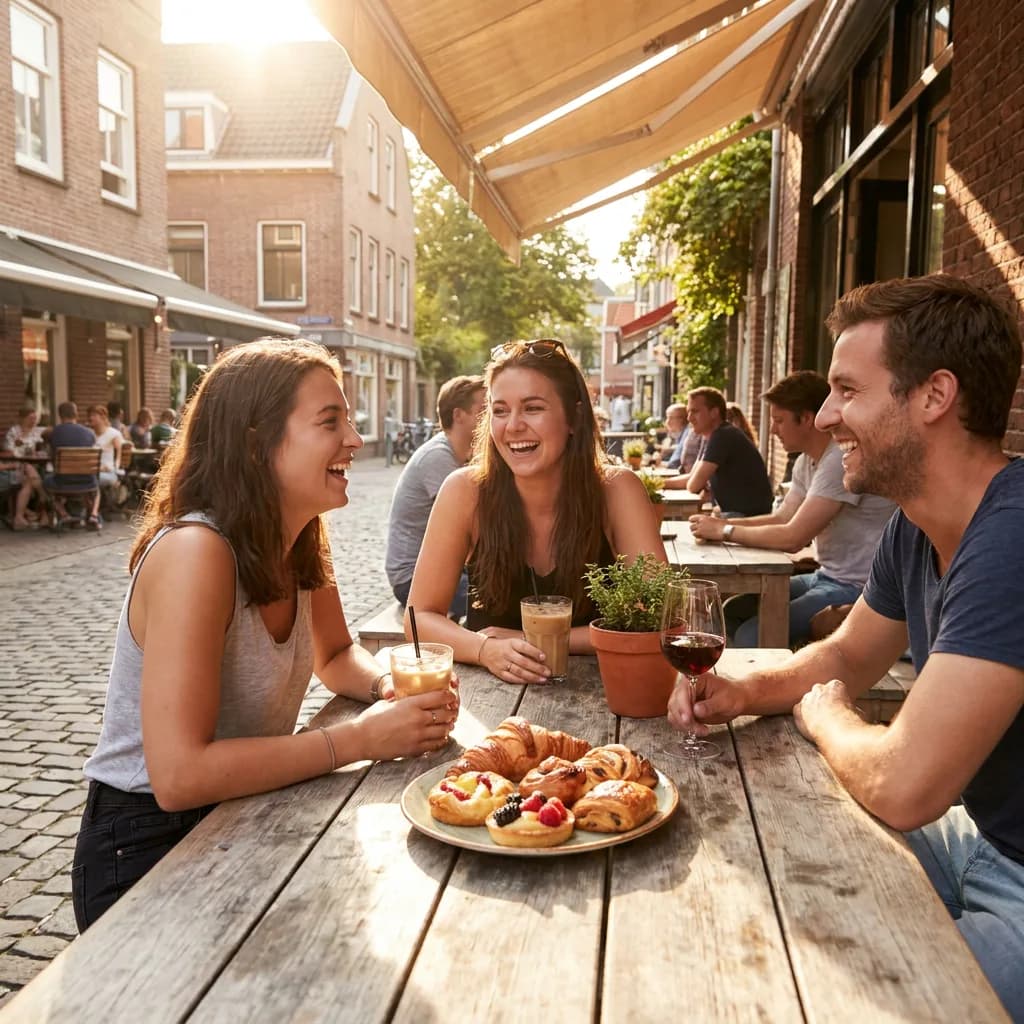 Friends at outdoor cafe, Nano Banana Pro