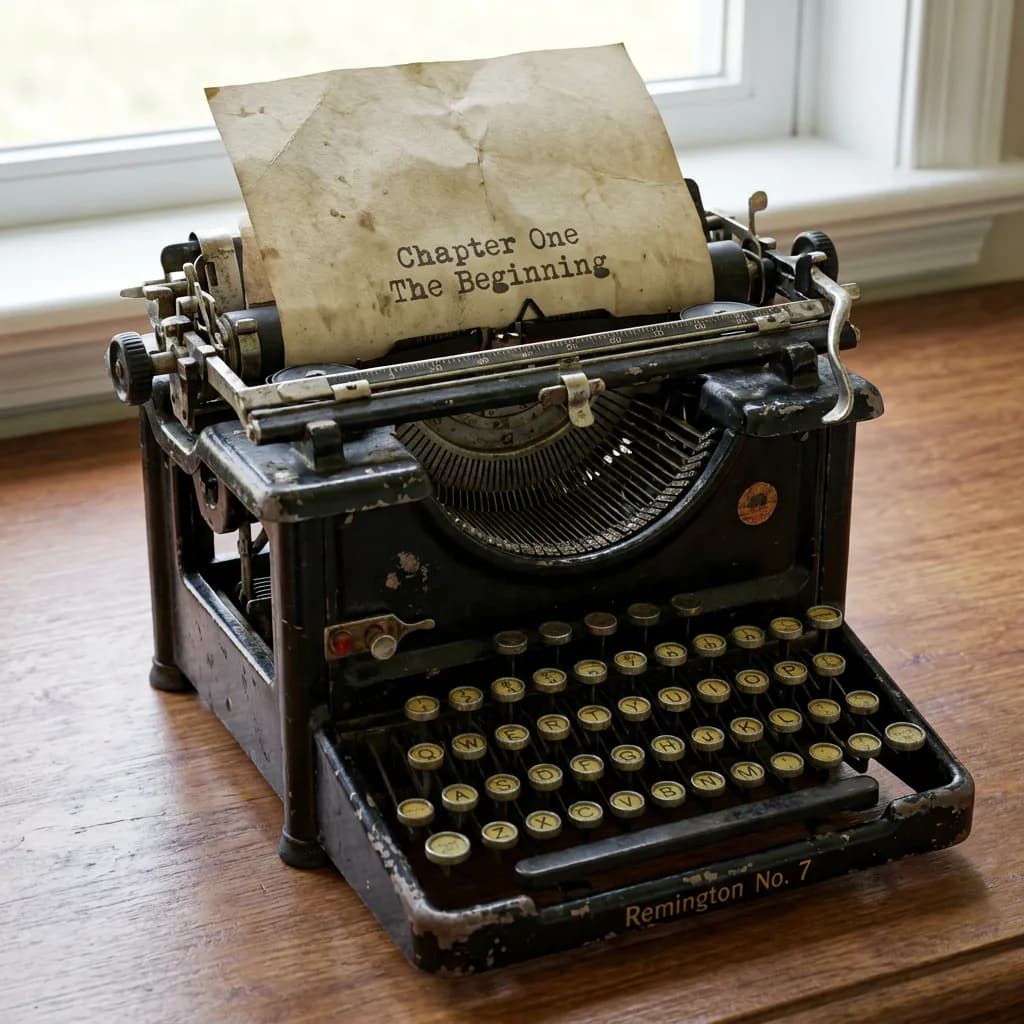 Typewriter with typed text, Nano Banana Pro