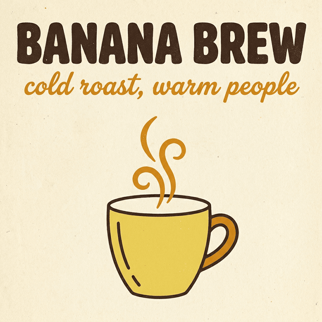 Nano Banana Pro text rendering demo: retro coffee poster with the exact phrase BANANA BREW rendered in a rounded sans-serif