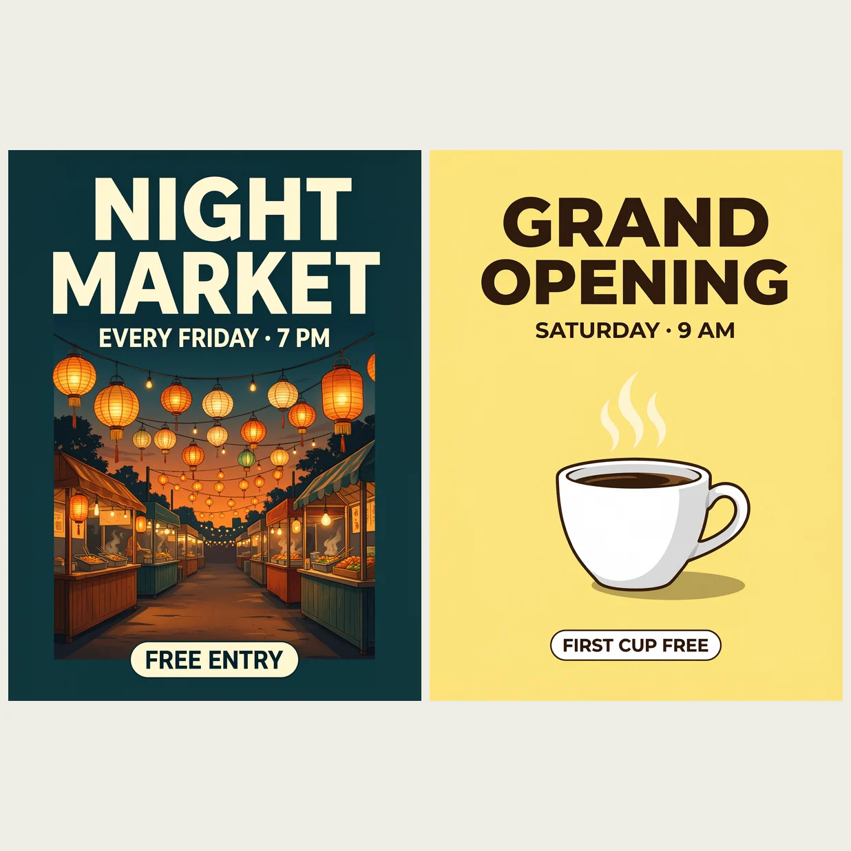 Two posters with readable text generated with Qwen Image 3.0 Pro at 2K