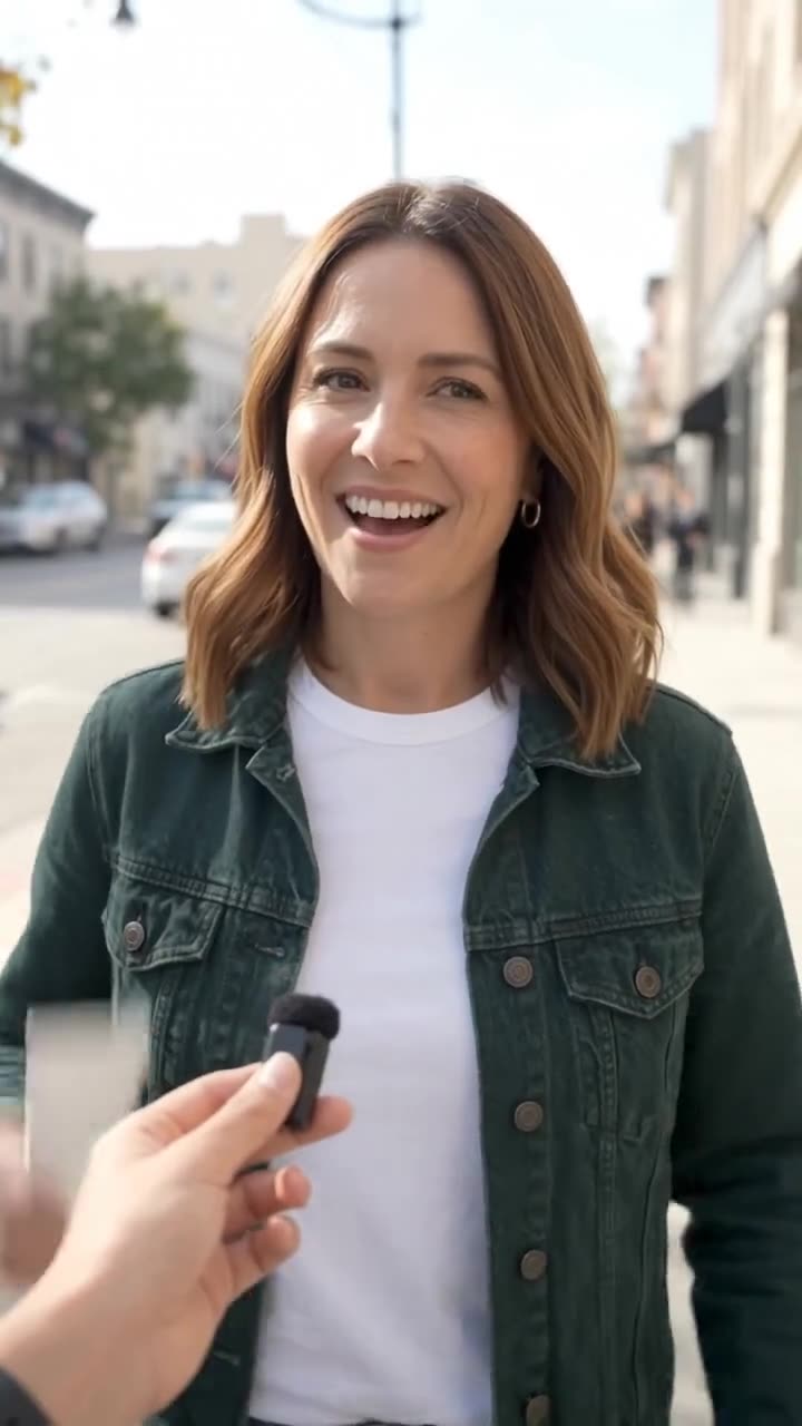 Street interview, product in hand